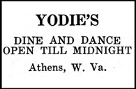 Yodie's Dine and Dance Advertisement